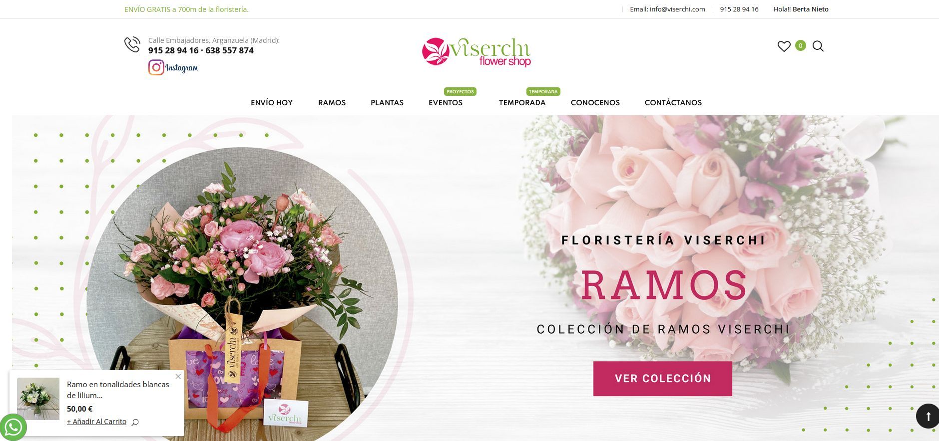 Floristería Viserchi en Arganzuela, Madrid tienda online