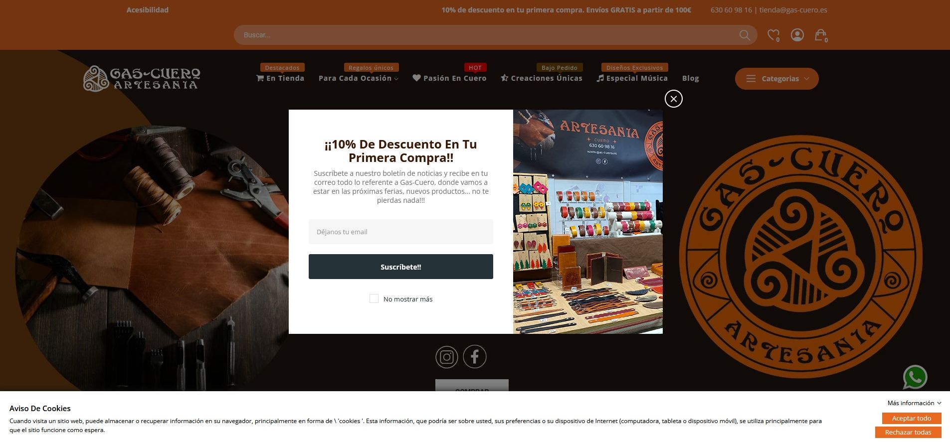 Gas Cuero Artesanía tienda online en Valladolid de productos artesanales de cuero