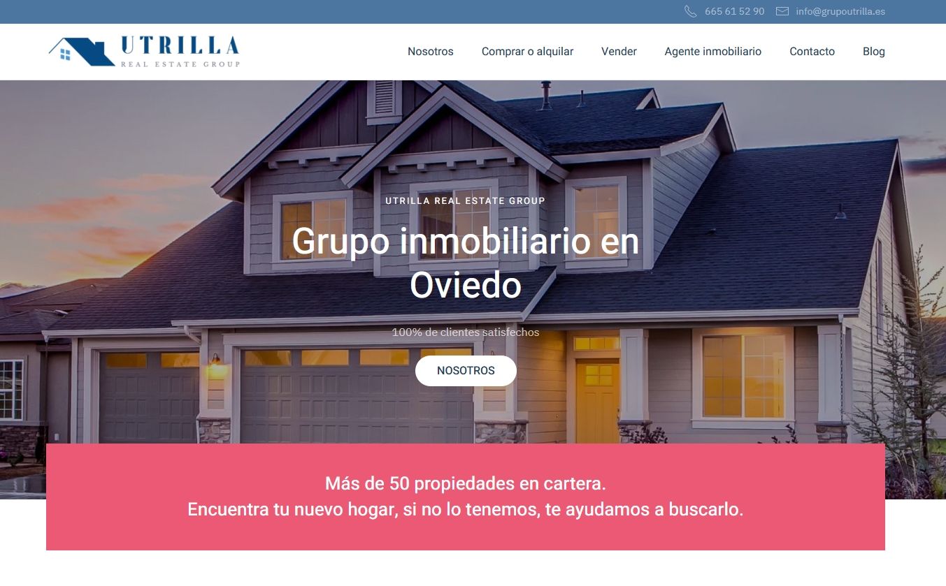 Página web para Grupo Utrilla servicios inmobiliarios con sede en Oviedo